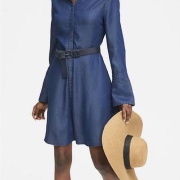 Banana Republic Dresses & Skirts - Banana Republic Blue Buttoned A-Line Dress